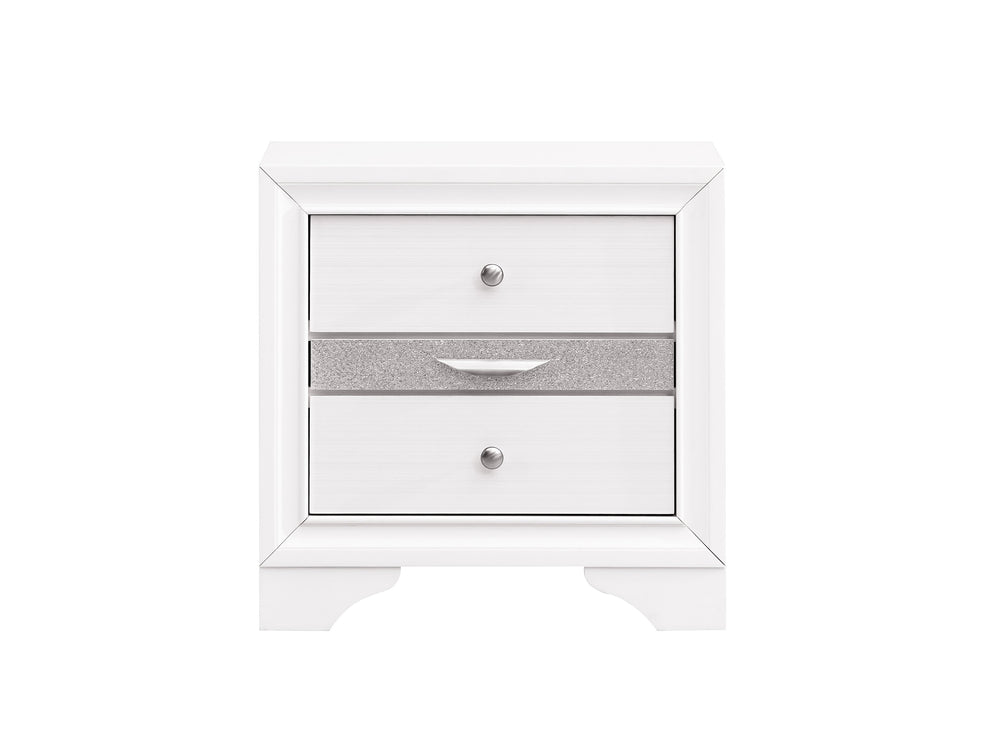English Elm Madrid three-drawer nightstand with felt-lined top drawer, durable laminate wood grain finish and solid trim White 29 L x 29 W x 19 H B078P286066