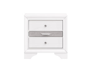 English Elm Madrid three-drawer nightstand with felt-lined top drawer, durable laminate wood grain finish and solid trim White 29 L x 29 W x 19 H B078P286066