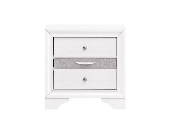English Elm Madrid three-drawer nightstand with felt-lined top drawer, durable laminate wood grain finish and solid trim White 29 L x 29 W x 19 H B078P286066
