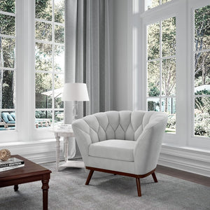 English Elm 1pc Barrel Accent Chair Channel-tufted Velvet Upholstery Mid-century Bedroom Lounge Seat B011P479018
