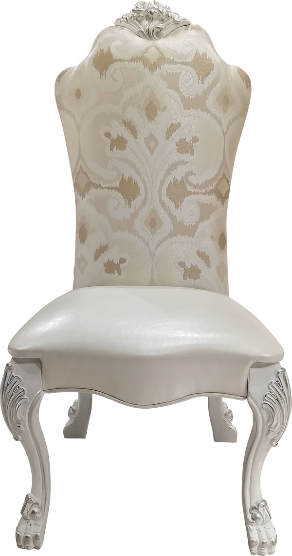 English Elm Ivory Sculptural Floral Dining Side Chair Set of 2 with Tufted Upholstery, Gold Accents, Luxe Comfort Ivory B062P215494