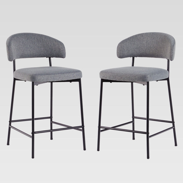 Modern Curved Back Counter Stool - Set of 2 Charcoal ALSD7DCL Walker Edison