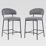 Modern Curved Back Counter Stool - Set of 2 Charcoal ALSD7DCL Walker Edison