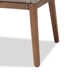 English Elm Mid-century Artisan Woven Rope Back Mahogany Dining Chair with Removable Cushion B2750P470064