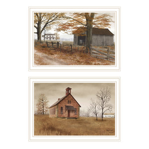English Elm Trendy Decor 4u Two Piece Framed Country Road Wall Art White Wood Farmhouse Print Set B067P254106