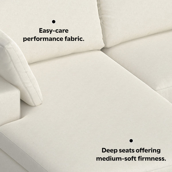 English Elm Charlie Deep Seater Left Sectional Sofa with Extra-Wide Chaise, Eco Performance Fabric, 122" Oversized Lounge Cream B136P199285