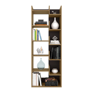 English Elm Bookcase, 11-Shelf Engineered Wood Organizer with Modern Oak & Wenge Finish, Durable, Eco-Friendly Storage Solution Natural Wood 68.5 L x 14.96 W x 5.51 H B097P296823