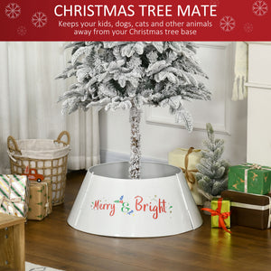 English Elm HOMCOM Cream White 26" Christmas Tree Collar Ring – Metal Stand Cover, Pet-Safe, Wrinkle-Free Decor W2225P173952