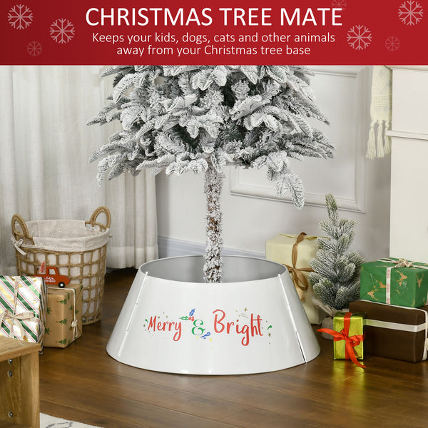 English Elm HOMCOM Cream White 26" Christmas Tree Collar Ring – Metal Stand Cover, Pet-Safe, Wrinkle-Free Decor W2225P173952