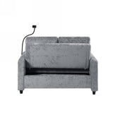 English Elm 53.9" Modern Loveseat Pull-Out Sofa Bed With Adjustable Backrest, Two Cup Holders , A Phone Holder, Three Charging Ports and Side Storage Pockets For Living Room, Grey