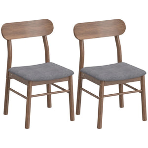 English Elm Bedroom and Dining Linen Upholstered Rubberwood Chairs Mid Century Set of Two T3971P476543