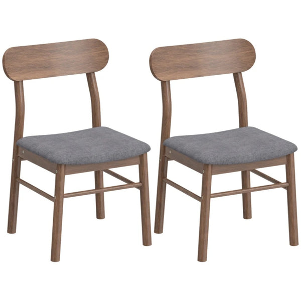 English Elm Bedroom and Dining Linen Upholstered Rubberwood Chairs Mid Century Set of Two T3971P476543