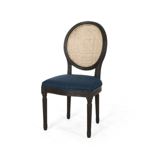 English Elm Christopher Knight Home® - DININGCHAIR Handcrafted Wicker & Fabric Dining Chair Set with Padded Seat, Rubberwood Frame Elegance Navy Blue 65164.00NBLU