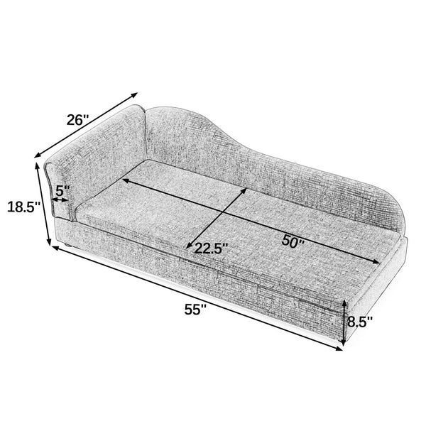 English Elm Oversized Pet Sofa Linen Upholstered Wave Backrest for Large Dogs Modern Living W487P430331