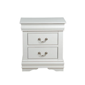 English Elm Solid Pine Nightstand with 2 Drawers and Brushed Nickel Hardware — Spacious Contemporary Storage Solution White B016P253276