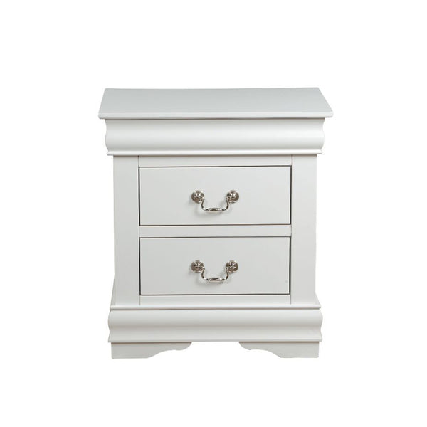 English Elm Solid Pine Nightstand with 2 Drawers and Brushed Nickel Hardware — Spacious Contemporary Storage Solution White B016P253276