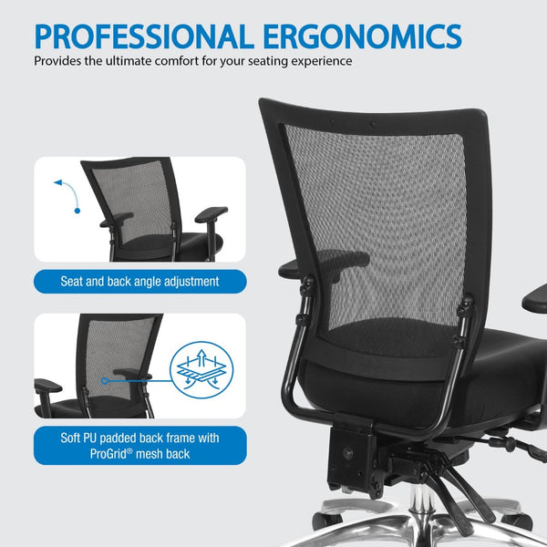 OSP Home Furnishings Soft Frame Ergonomic Task Chair with Progrid Mesh Back and Pu Padded Seat for Home Office 69393-30