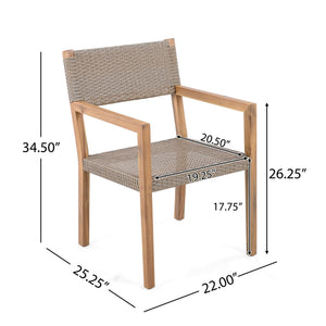 English Elm Christopher Knight Home® - Outdoor Dining Chairs Set of 2 with Acacia Wood Frame & PE Wicker, 400lb Capacity, Modern Patio Style N779P251251L