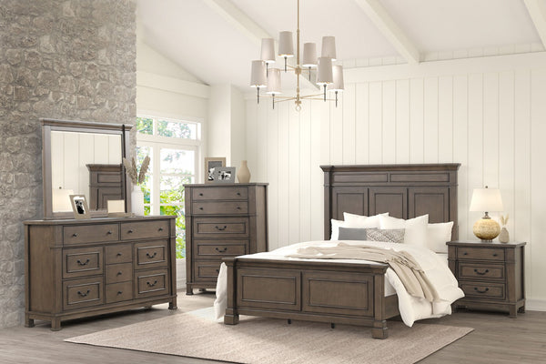 English Elm Transitional Five Drawer Chest Dark Walnut Finish Dovetail Joinery Bedroom Storage B2741P373194
