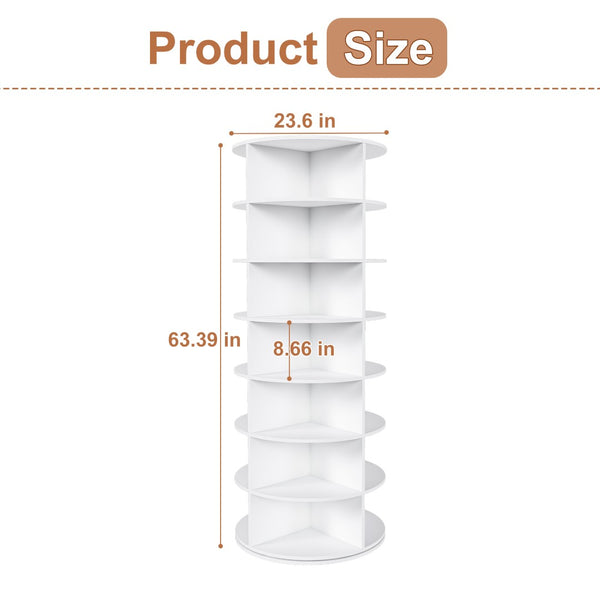 English Elm Rotating Seven Tier Shoe Tower Organizer Holds 28 Pairs with Spinning Base W2699P390457