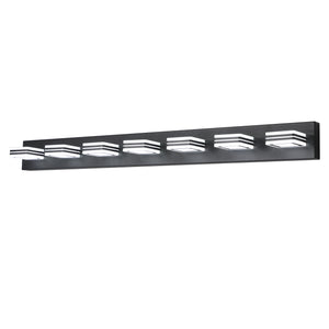English Elm 45" Modern Black 7-Light Led Vanity Light Fixture - Sleek Acrylic Shades For Flattering Bathroom Illumination W2312P374876