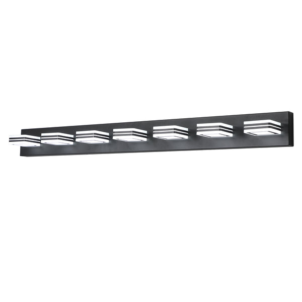 English Elm 45" Modern Black 7-Light Led Vanity Light Fixture - Sleek Acrylic Shades For Flattering Bathroom Illumination W2312P374876