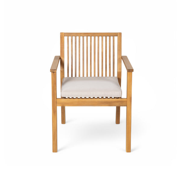 English Elm Christopher Knight Home® - 7-Piece Acacia Wood Outdoor Dining Set with 72" Slatted Table & 6 Cushioned Chairs, Durable Patio Entertaining Ready Natural,Teak N779P266069N_N779P234497N-3