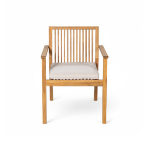 English Elm Christopher Knight Home® - Patio Acacia Wood Dining Chairs Set of 2 with Waterproof Cushions, Ergonomic Armrests, 400 lb Capacity Beige,Natural N779P234497N