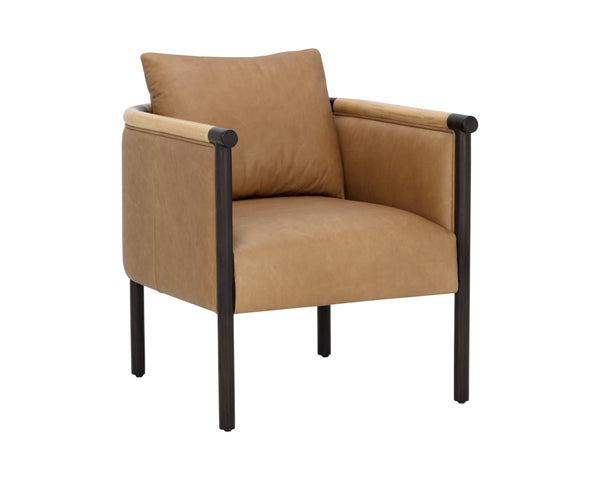 Sunpan Wilder Lounge Chair - Stylish Comfort with Two-Tone Armrests and Durable Performance Fabric Design Ludlow Sesame Leather