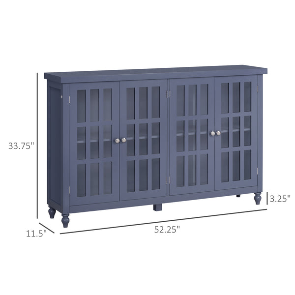 English Elm Homcom Modern Buffet Cabinet With Tempered Glass Doors, Adjustable Shelf & Stylish Gray Finish W2225P217376