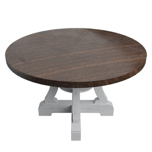 English Elm White Round Dining Table 54" Dia x30" Distress Painted Wood, Elegant Classic Design, Easy Assembly B011P288747
