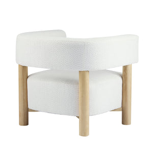 English Elm Christopher Knight Home® - Boucle Plush Bouclé Accent Chair with Rubber Wood Frame, Spring Bag Cushion for Cozy Support White+Natural 30.75 L x 28.9 W x 19.25 H N776P268327C