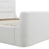 Brooks King Platform Bed, Antique White Polyester, Wingback Design, Tufted Headboard