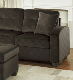 English Elm 2-piece Tufted Microfiber Sectional Reversible Chaise Pocket Coil Modern Living Room Chocolate B011S01325