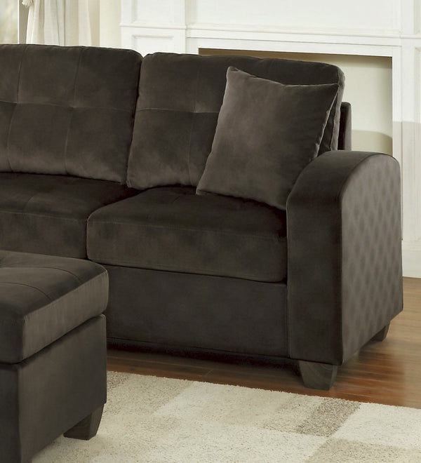 English Elm 2-piece Tufted Microfiber Sectional Reversible Chaise Pocket Coil Modern Living Room Chocolate B011S01325