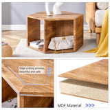 English Elm Hexagonal Mdf Coffee Table, Characteristic Pattern Stickers, Multi-Hole Design To Give More Storage Space, Simple and Convenient Design Makes It Suitable For All Kinds Of Style Scenes.