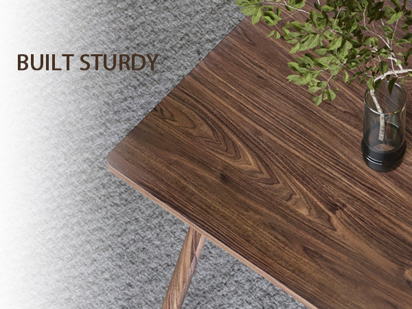 English Elm 47" Modern minimalist MDF dining table with sturdy metal legs, waterproof scratch-resistant top, 51.6" x 30.5" Walnut W2189133892