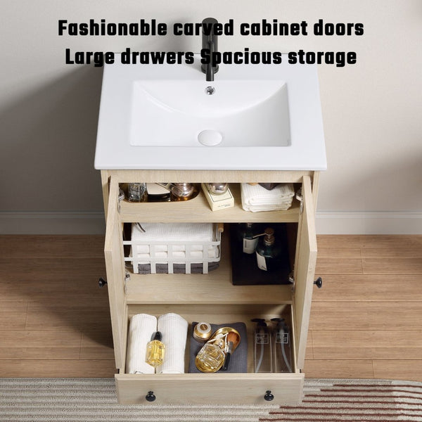 English Elm White Ceramic Wall Mount Bathroom Sink with Integrated Towel Bar for Modern Baths W3402P362474