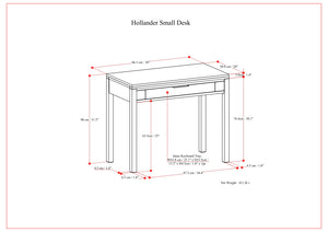 English Elm Hollander Small Desk in Walnut Brown — Handcrafted Plywood Workstation with Drawer, Keyboard Tray, Compact Design B136P283767