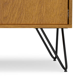 English Elm Hunter Tv Media Stand - Stylish Oak Veneer With Industrial Design, Storage & Cable Management B136P158735