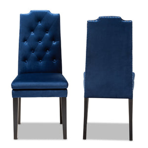 Baxton Studio Baxton Dylin Modern Navy Blue Velvet Dining Chair Set of 2 – Stylish Comfort with Elegant Accents BBT5158-Navy Blue-DC