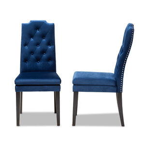 Baxton Studio Baxton Dylin Modern Navy Blue Velvet Dining Chair Set of 2 – Stylish Comfort with Elegant Accents BBT5158-Navy Blue-DC