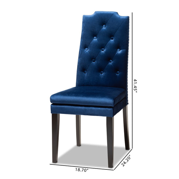 Baxton Studio Baxton Dylin Modern Navy Blue Velvet Dining Chair Set of 2 – Stylish Comfort with Elegant Accents BBT5158-Navy Blue-DC