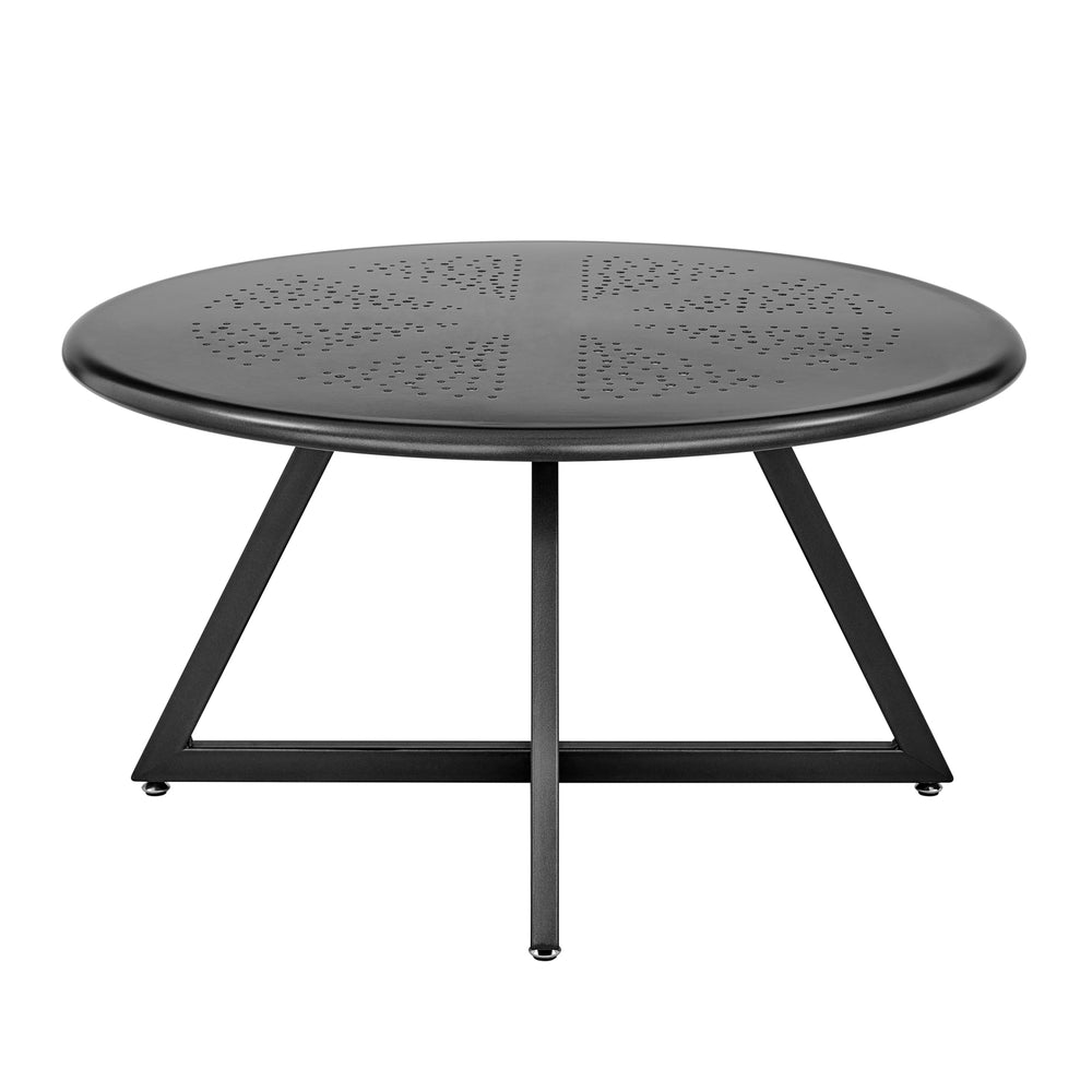 Markle Outdoor Metal Round Coffee Table Metallic Gunmetal, Black 9300151 New Pacific Direct