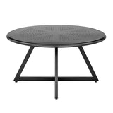 Markle Outdoor Metal Round Coffee Table Metallic Gunmetal, Black 9300151 New Pacific Direct