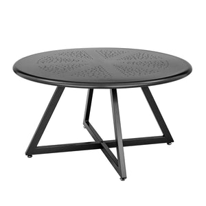 Markle Outdoor Metal Round Coffee Table Metallic Gunmetal, Black 9300151 New Pacific Direct