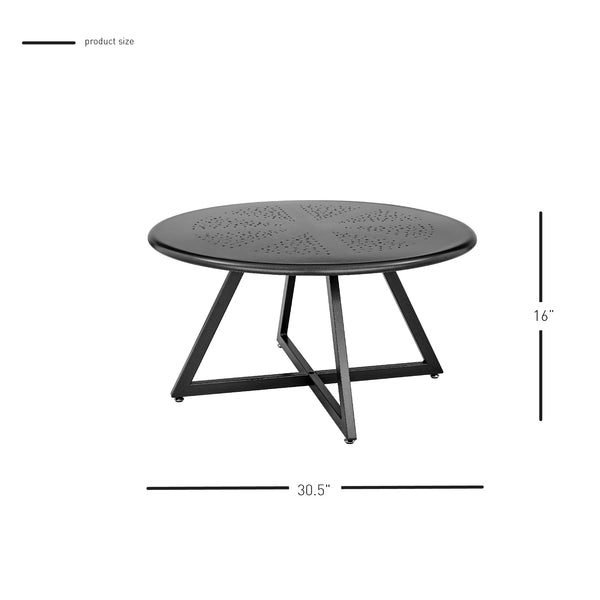 Markle Outdoor Metal Round Coffee Table Metallic Gunmetal, Black 9300151 New Pacific Direct