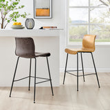 New Pacific Direct Jayden PU Counter Stool - Set of 2 Vintage Coffee Brown 20 x 18.5 x 35.5