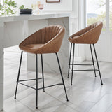 New Pacific Direct Watson PU Counter Stool - Set of 2 Umber Brown 21 x 20 x 34.5