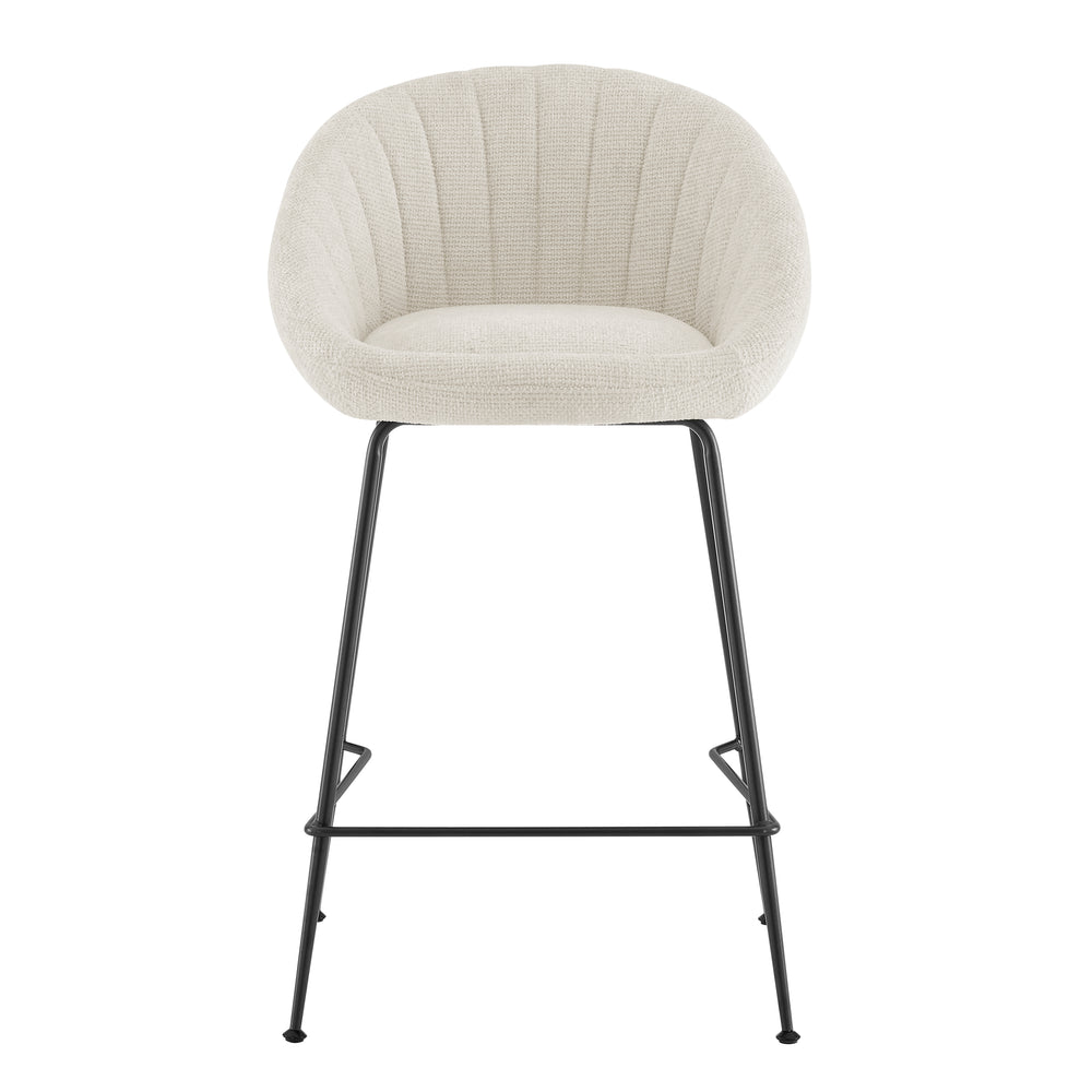 New Pacific Direct Watson Fabric Counter Stool - Set of 2 Haga Ivory 21 x 20 x 34.5